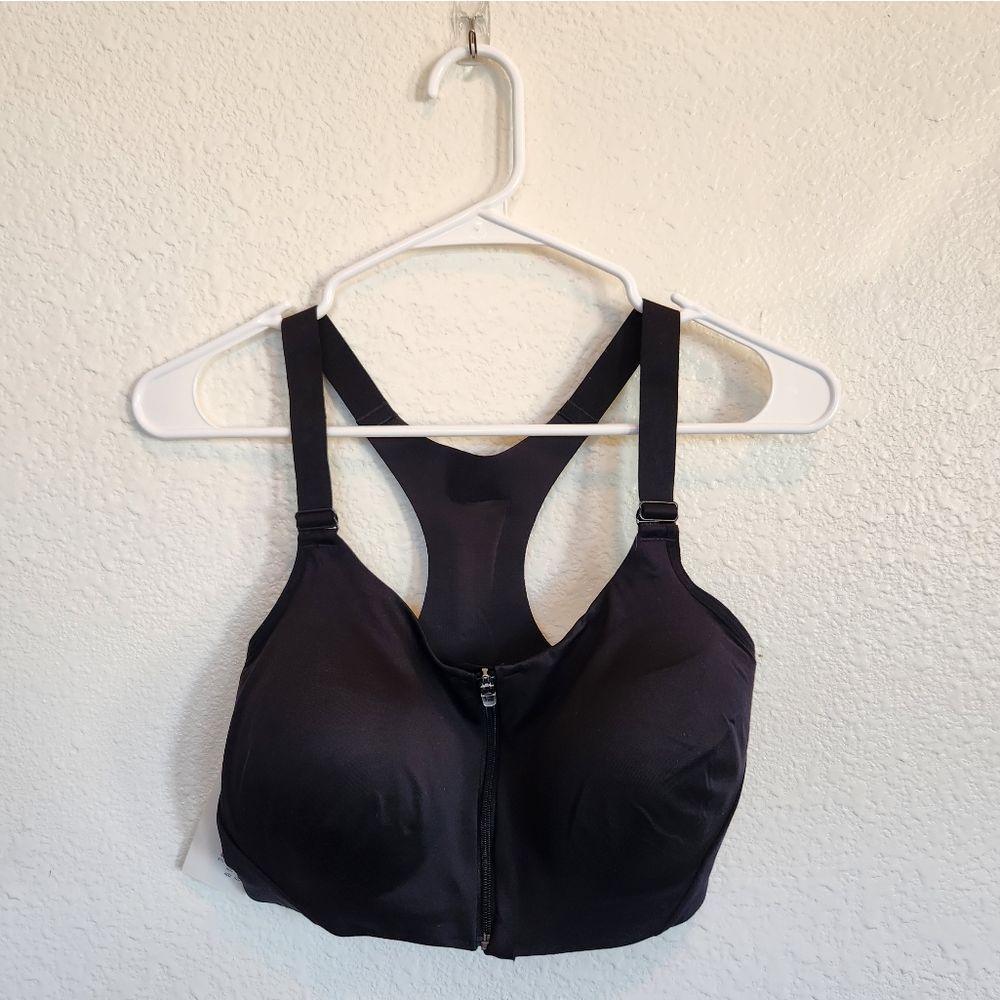 All in Motion Black Full Zip Sports Bra